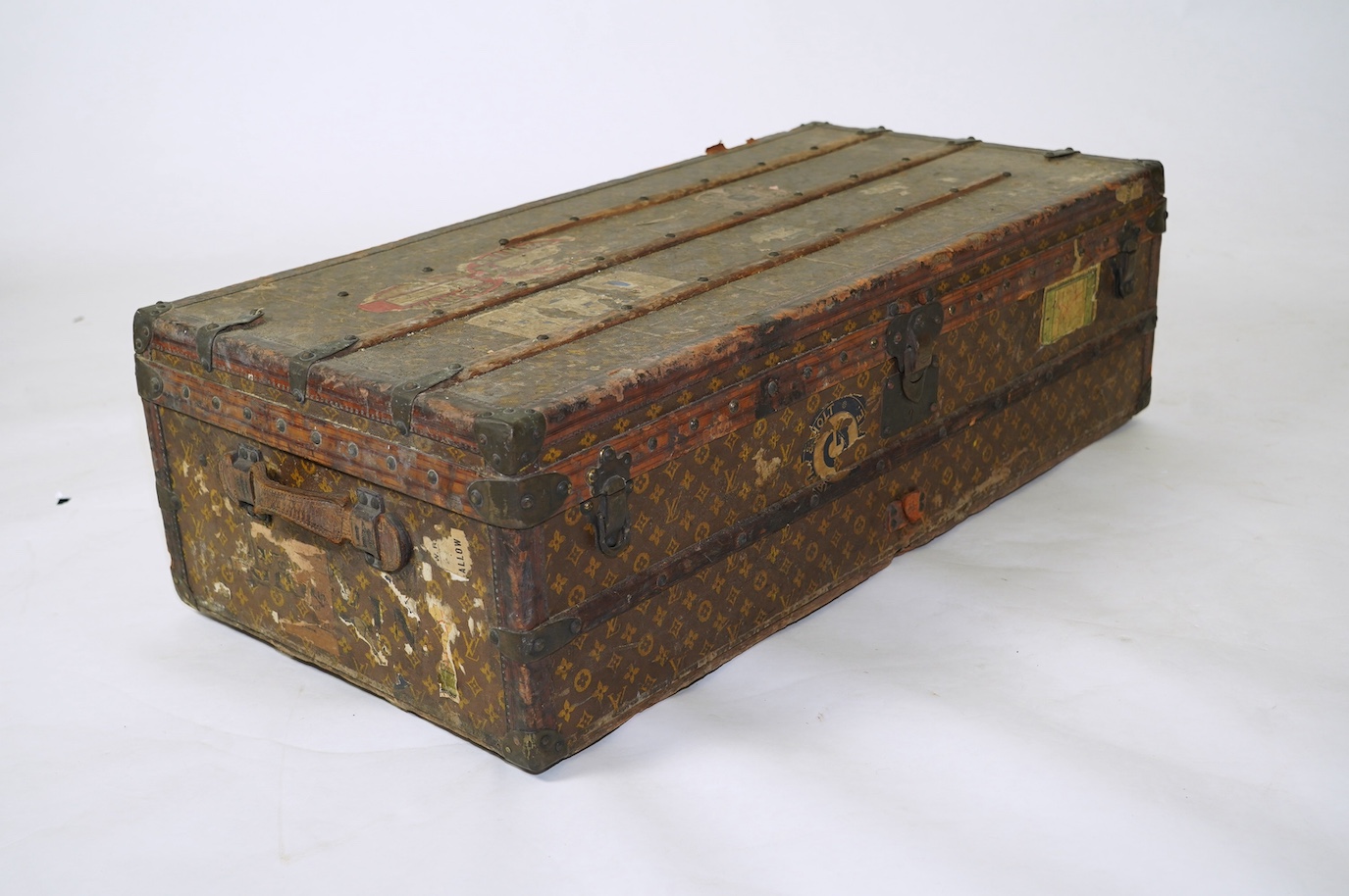 A Louis Vuitton steamer trunk, with original compartmented inner tray, 112cm wide, 56cm deep, 35cm high